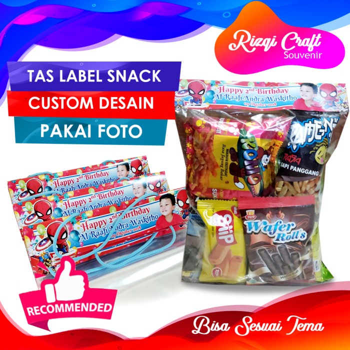 

NEW Tas Label Ultah Snack Plastik Ulang Tahun Bisa Custom Nama dan Foto - Label