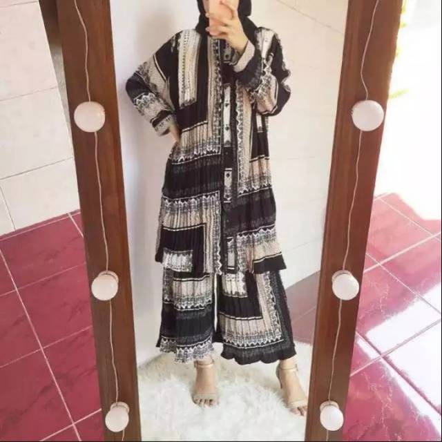 Kiara set plisket tunik kulot