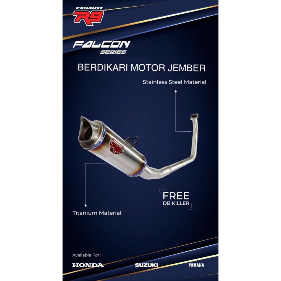 KNALPOT EXHAUST R9 FALCON SERIES ALL NEW VIXION GSX150 NEW CBR150 FU150 SONIC GTR150 ORIGINAL