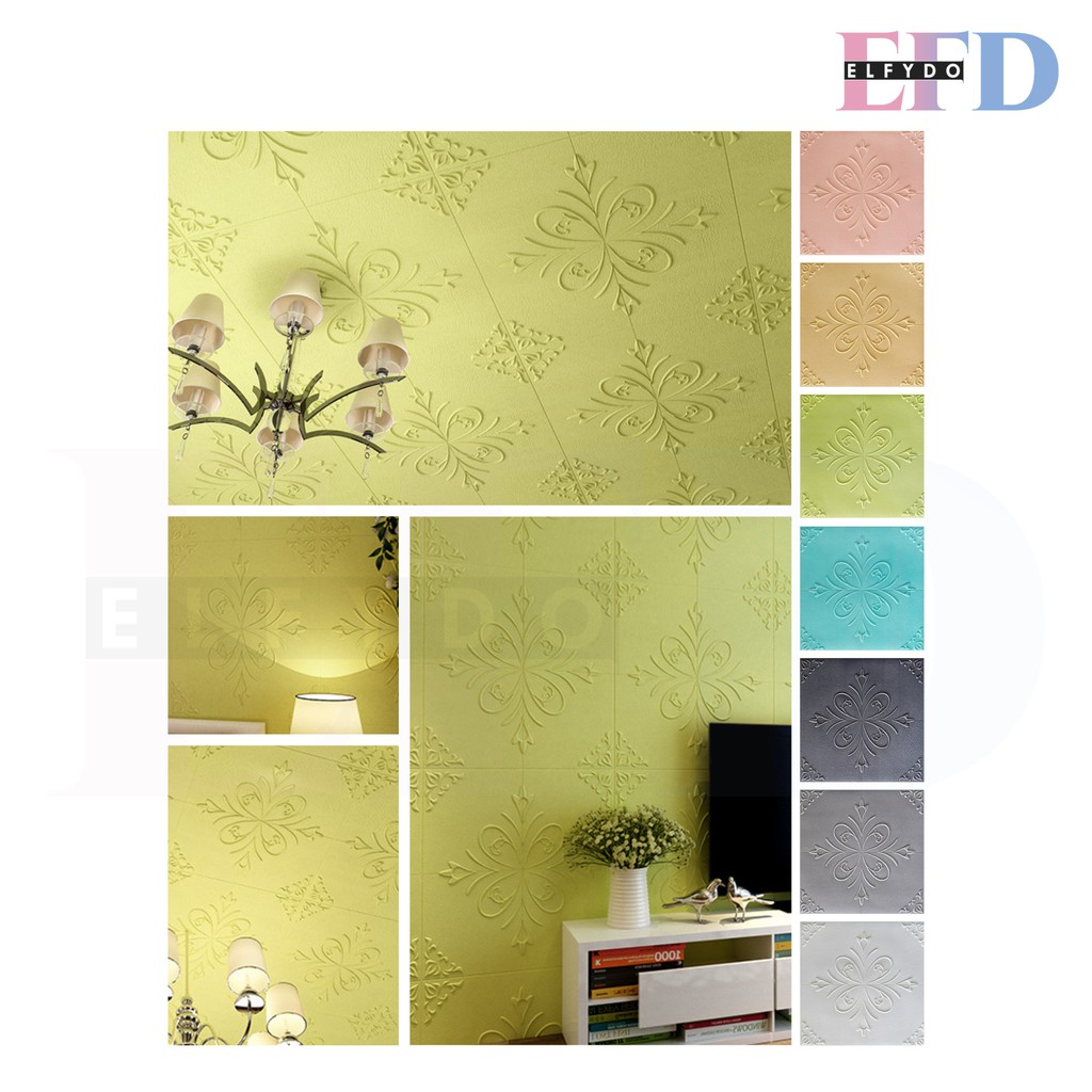 ELFYDO - HL0210 Wallpaper Timbul 3D plafon Dinding Langit Atap Kamar Tidur Motif Bunga Multifungsi