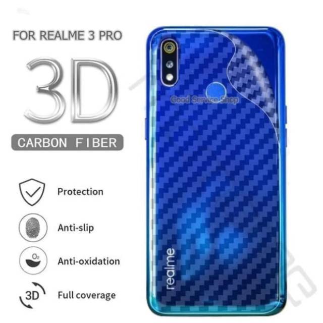 Back Skin Carbon Realme 3 - Skin Carbon Realme 3 Biasa SC