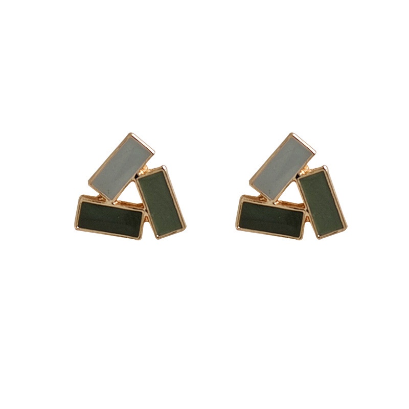 Anting Tusuk Motif Segitiga Geometris Warna Hijau Untuk Wanita 2022