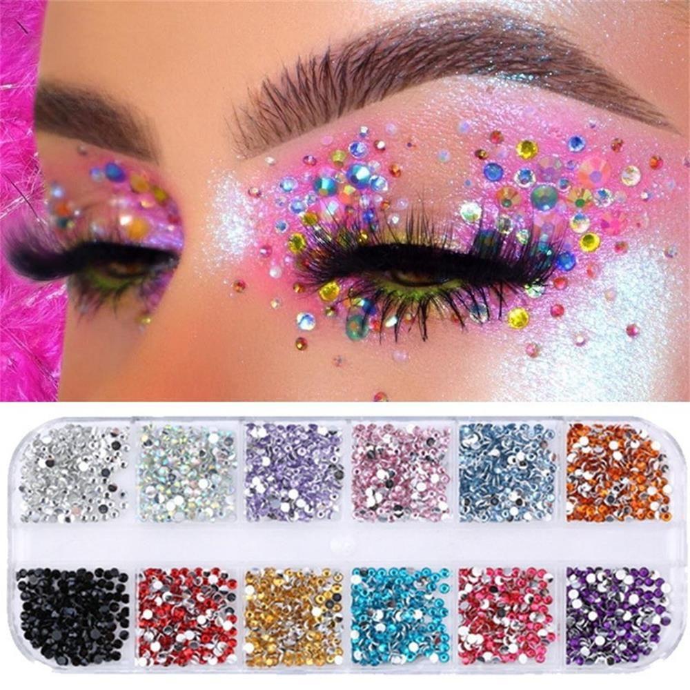Berlian Imitasi Akrilik 12 Sekat Untuk Dekorasi Nail Art