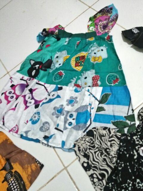 Daster Batik Rayon Anak Lengan Renda Pendek,baju Harian Anak Grosir Murah