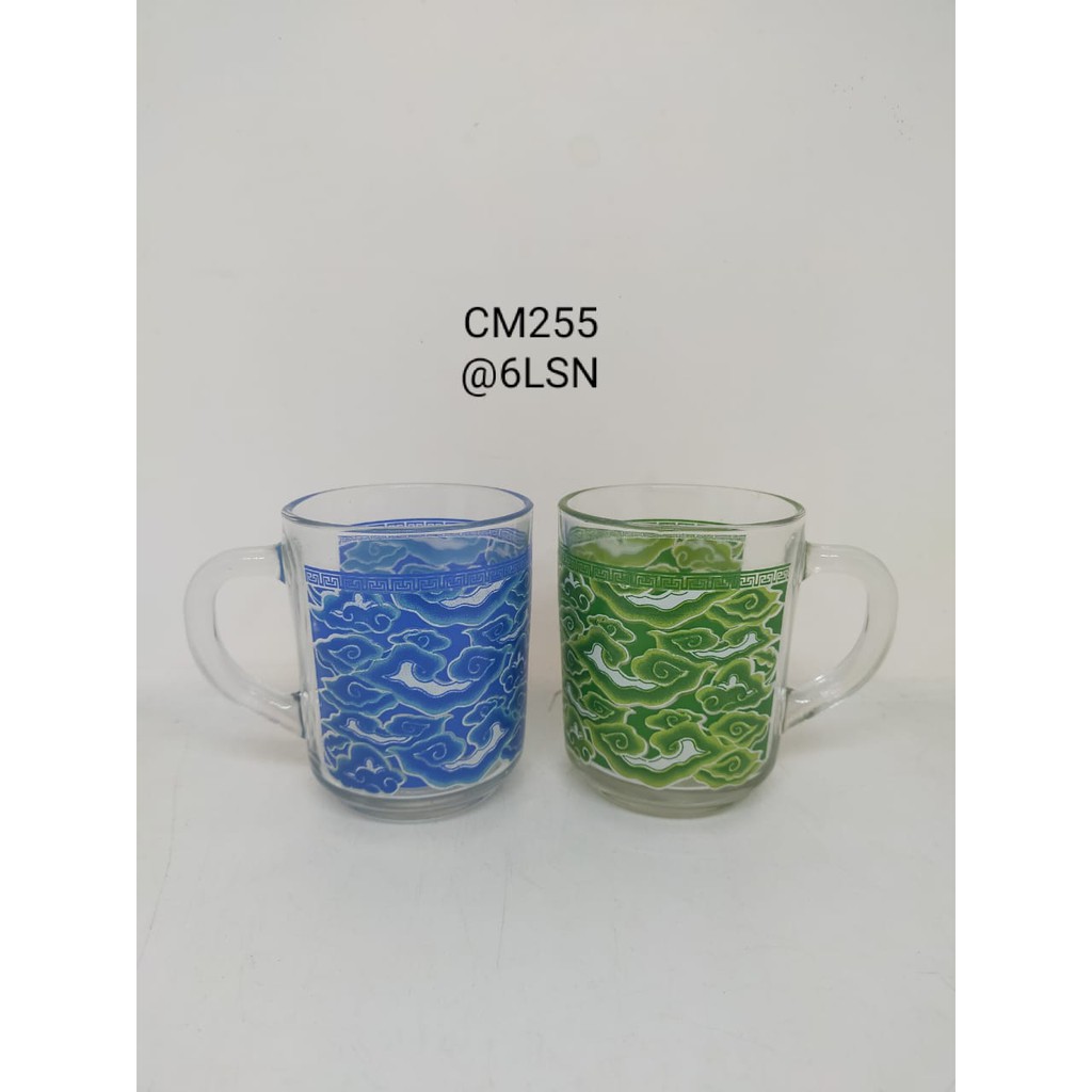 Gelas warna hijau dan biru 1 Lusin