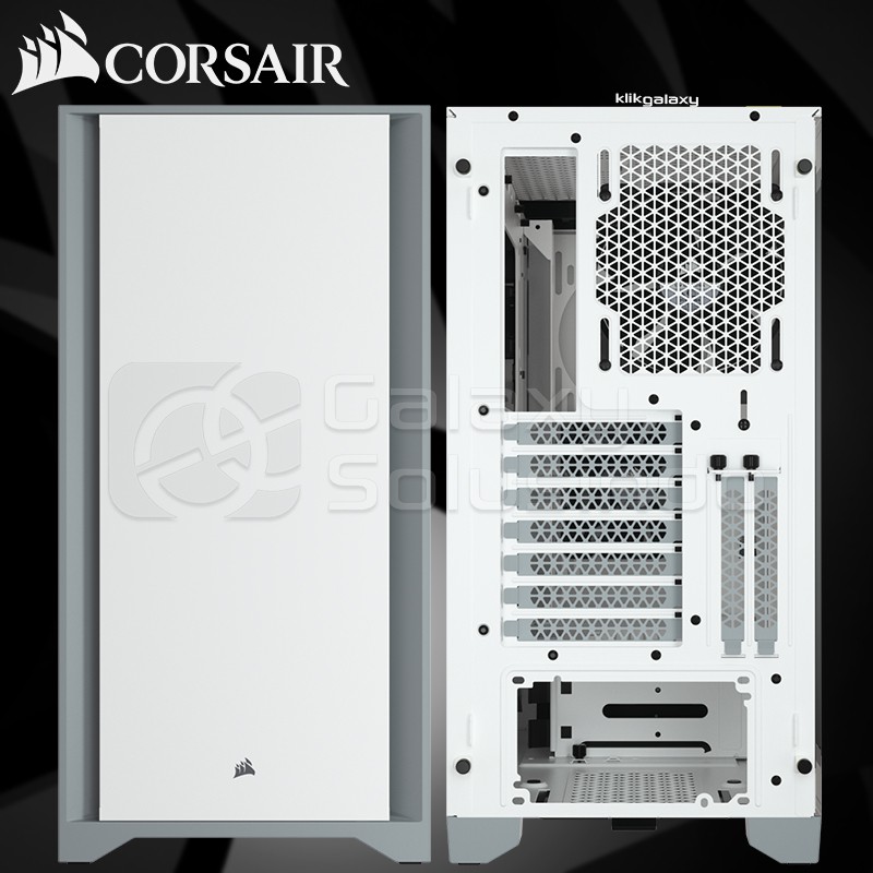 Corsair 4000D Tempered Glass Mid-Tower ATX Gaming Case - White / Putih