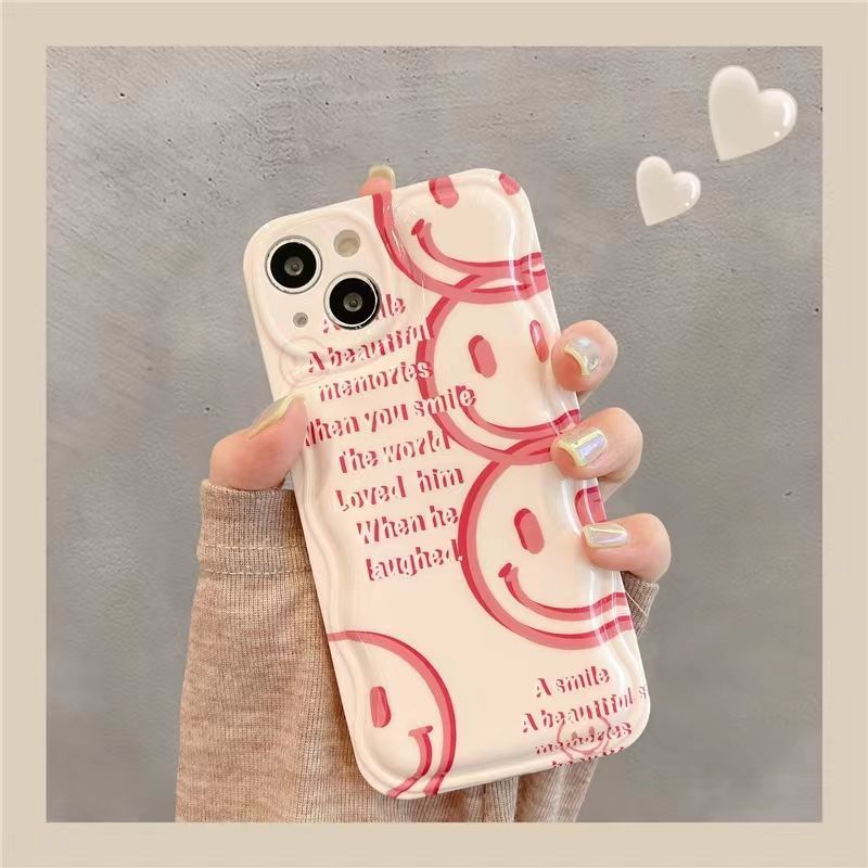 Case Desain Smiley Face Warna Pink Dengan Gelang Untuk IPhone 12 13 11 Pro Max X Xs Max Xr Jkhj