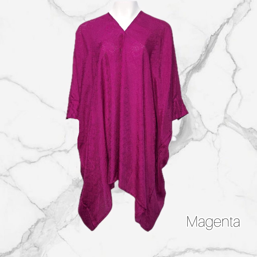 Kaftan Termurah Blouse Sutra Lace Viscose - Baju Lebaran Pesta Kondangan (Magenta)(Hanya Atasan)