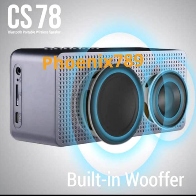 Comson CS78 Speaker Portable Bluetooth dengan Alarm dan Jam Digital-Pengeras Woofer