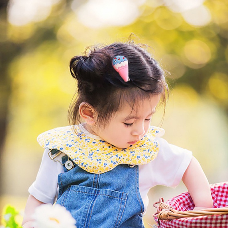 [10 Pcs/Set Korean Children's Cartoon Hair Clips  ] [  Soft Ceramic Children's Hairgrips  ] [Simple Cute Cream Ice Cream Cloud Barrettes  ] [  Girl Silicone Cartoon Hairpin Hair Accessories ]