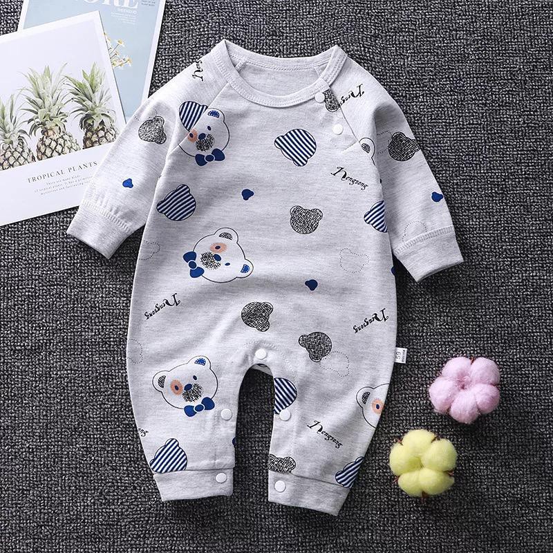 Jumsuit bayi perempuan newborn jumper bayi laki laki 0 3 6 9 12 bulan baju bayi lengan panjang lucu ada kancing bahu