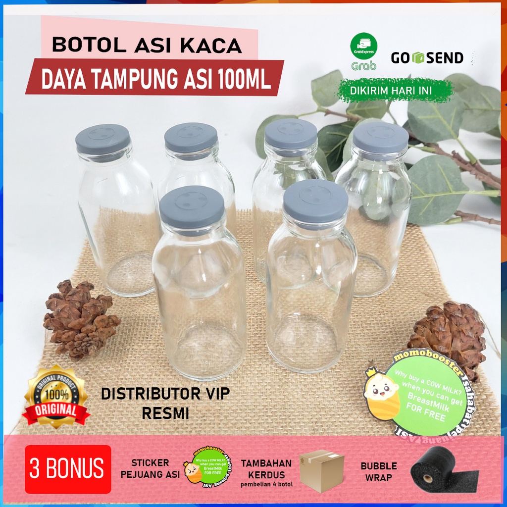 BKA BOTOL KACA ASI 100 ML BELING TUTUP KARET BPA FREE ASIP 100ML BAYI