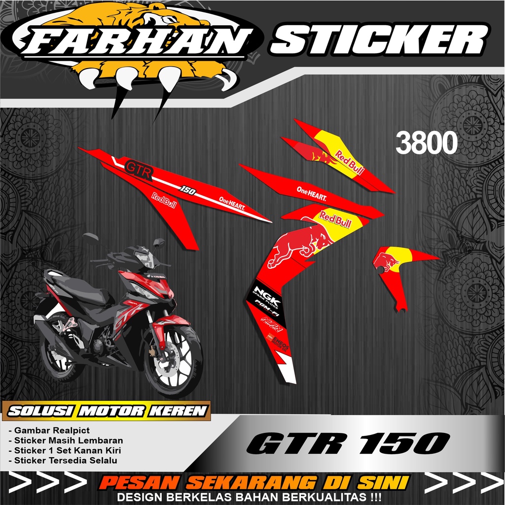 f3800 STRIPING STICKER MOTOR HONDA GTR 150 TAHUN 2020 DESIGN STIKER RED BULL SEMIFULL