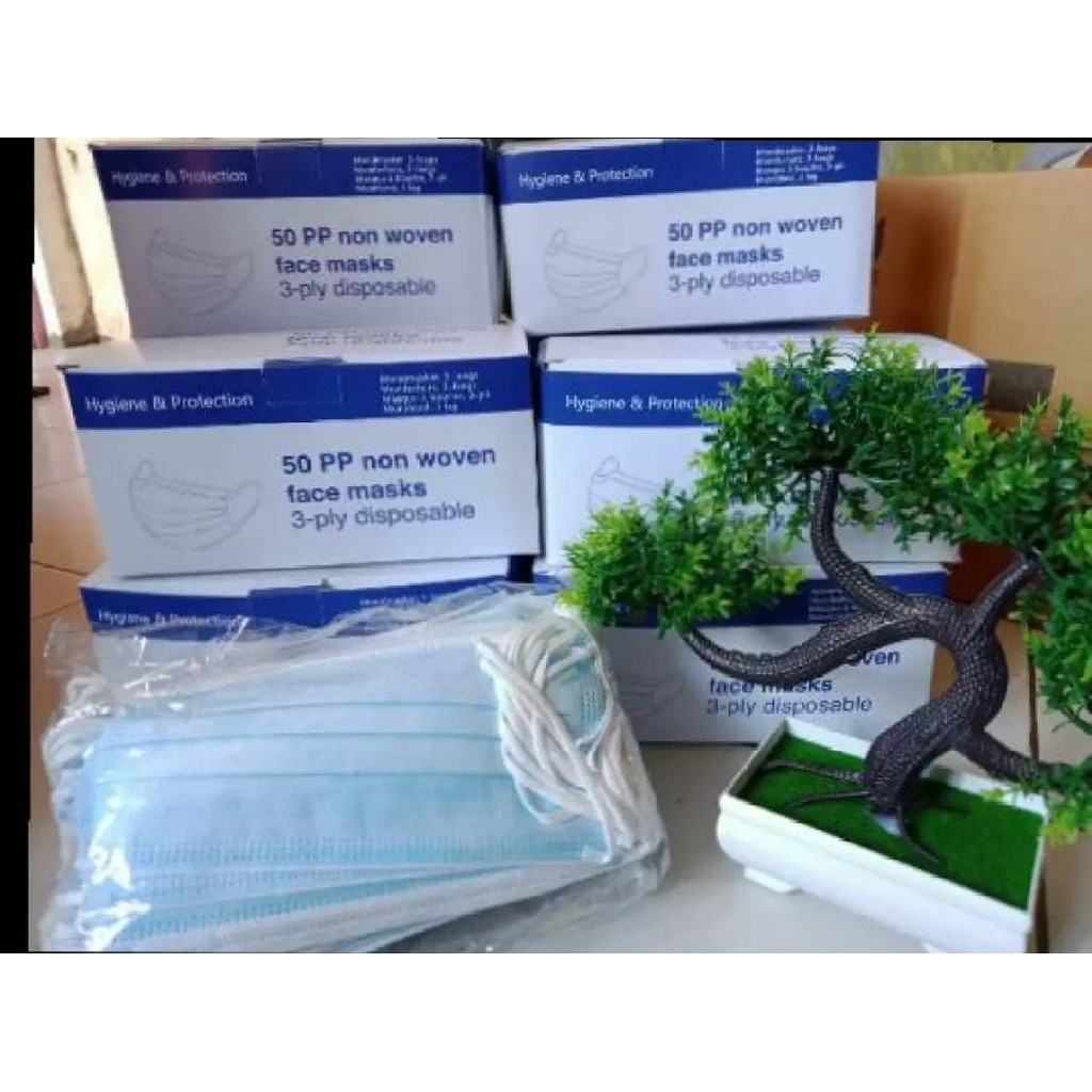 Masker biru 3 Ply Disposable bahan tebal