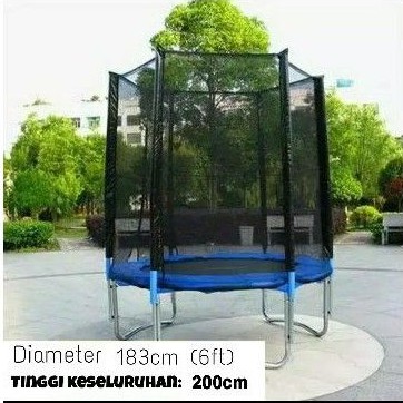 Trampoline 6feet (1.8m) 8feet (2.4m) Trampolin with Safety Net Sport Kids Adult T200cm mainan anak dan dewasa Torpedoline Kualitas premium