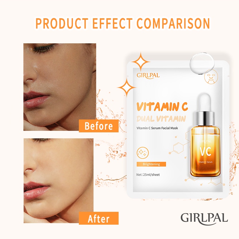 GIRLPAL VITAMIN C SERUM FACIAL MASK Brightening / Masker Wajah Facial Skincare Perawatan Wajah