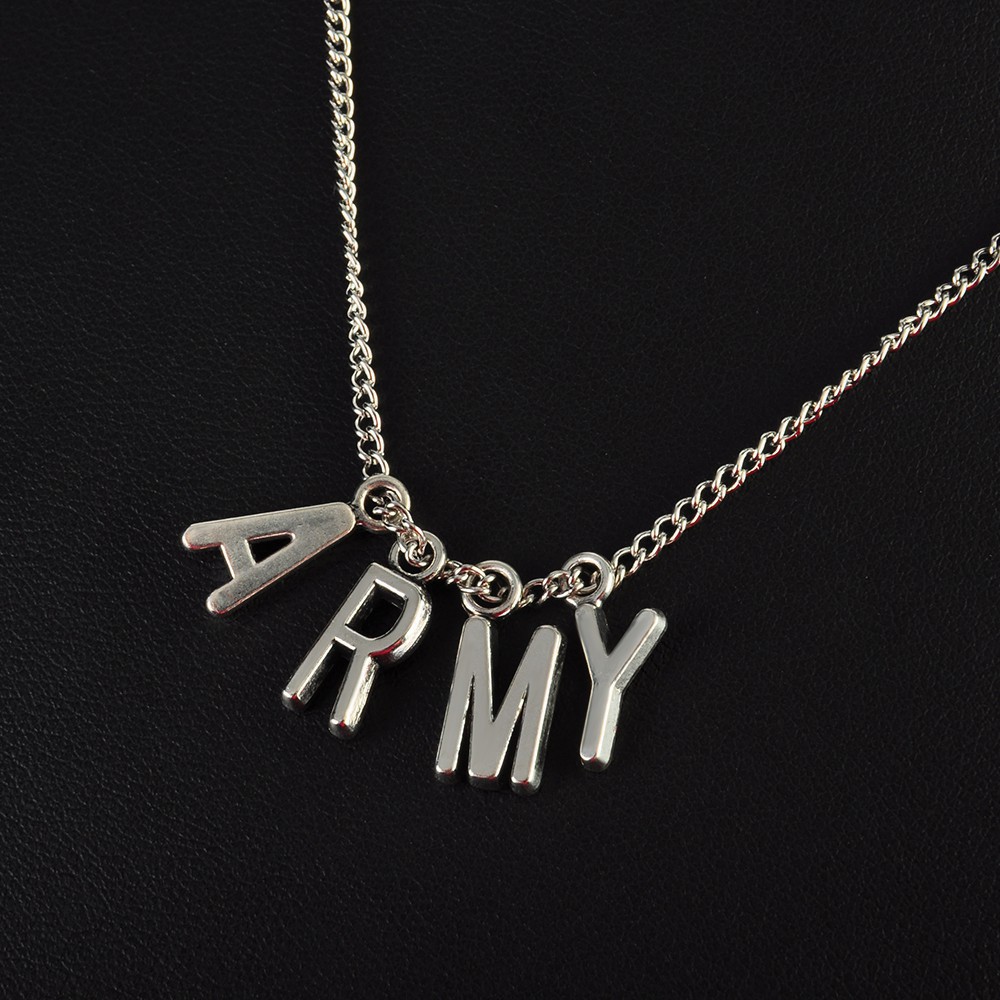 【COD Tangding】Kpop Necklace Bangtan Boys ARMY A.R.M.Y Pendant Charm Jewelry