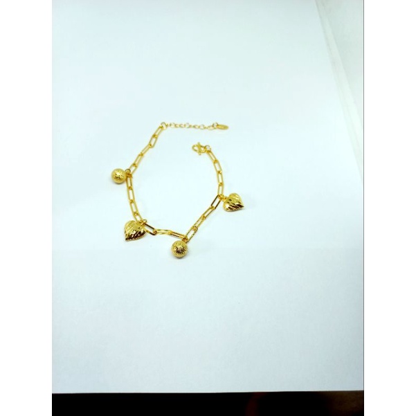 Gelang tangan dewasa bermotif boba dan love yaxiya 24K
