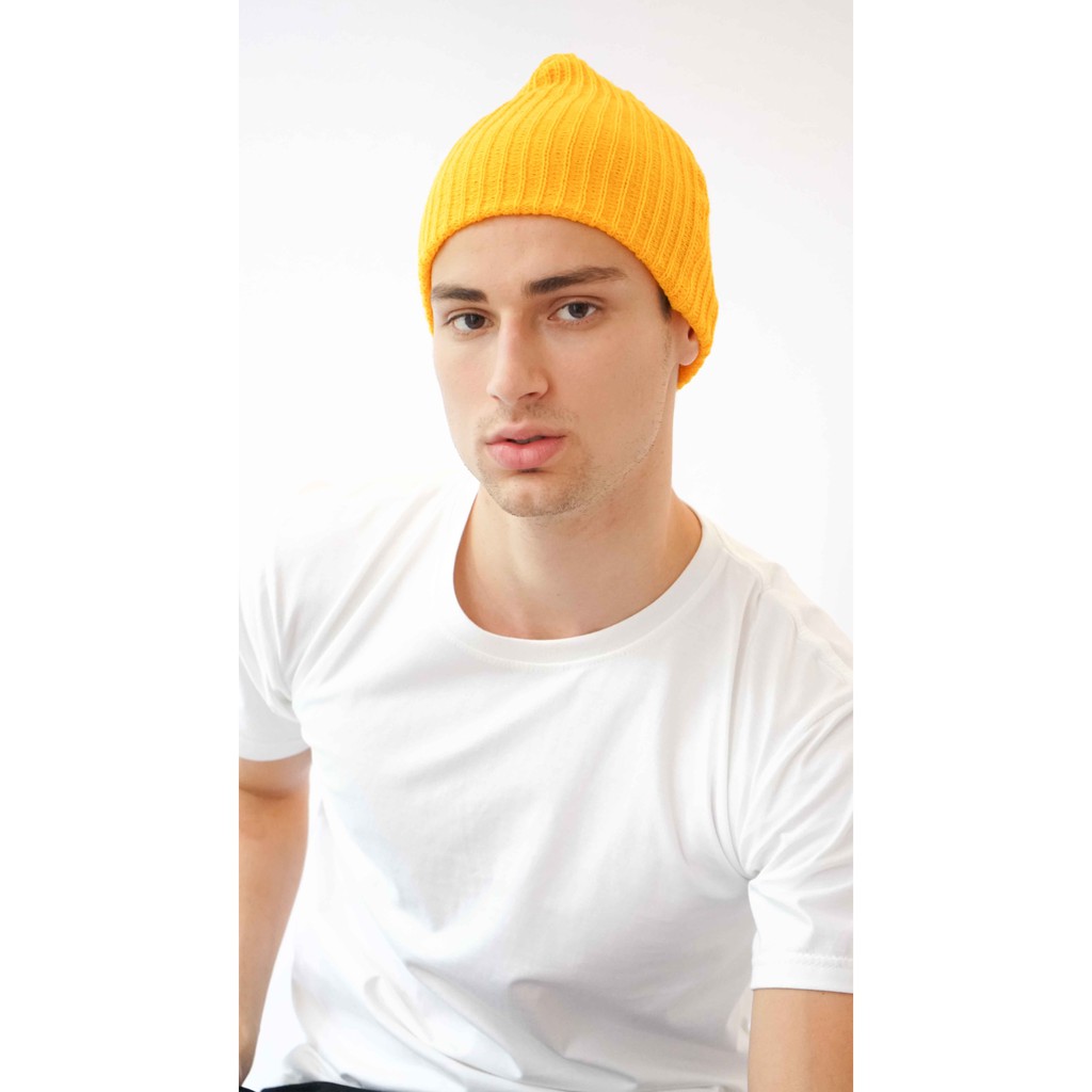Houseofcuff Topi Kupluk Rajut Beanie Hat Polos Topi Gunung Kuning Mustard