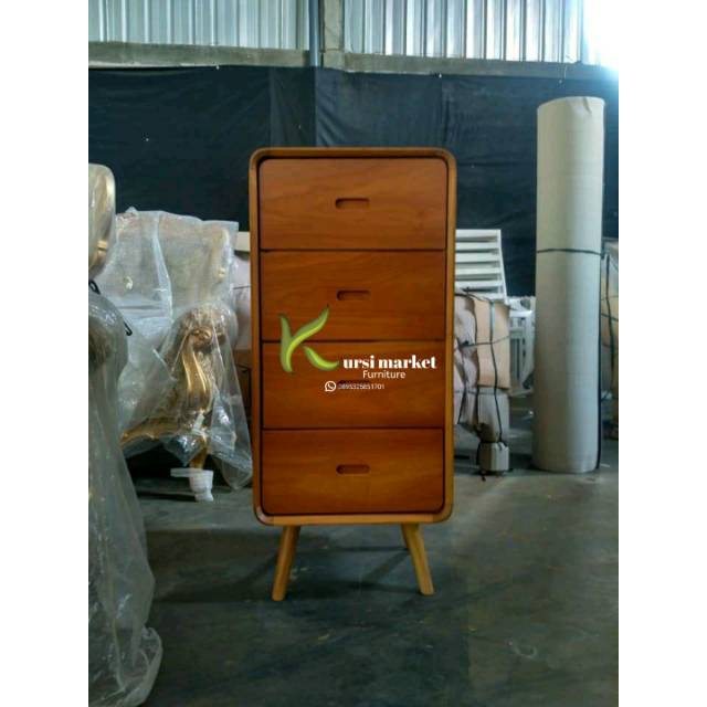 Nakas laci 4 kayu jati nakas retro minimalis unik & lucu