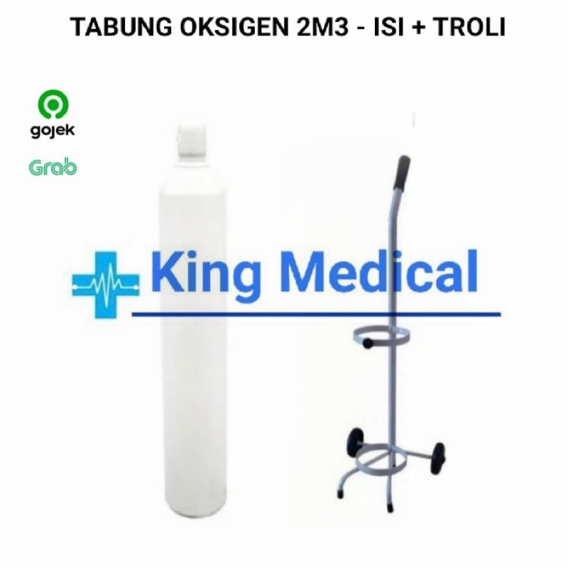 Tabung Oksigen 2m3/2 Kubik + Isi + Troli (Tanpa Regulator)