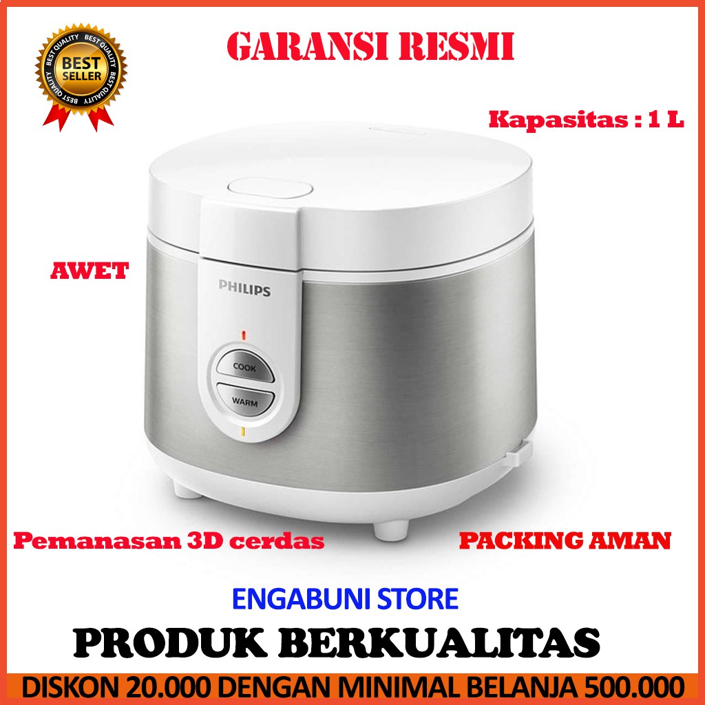 Jual Magic Com PHILIPS Premium Rice Cooker 1 Liter HD3126 I2C8 Tetap