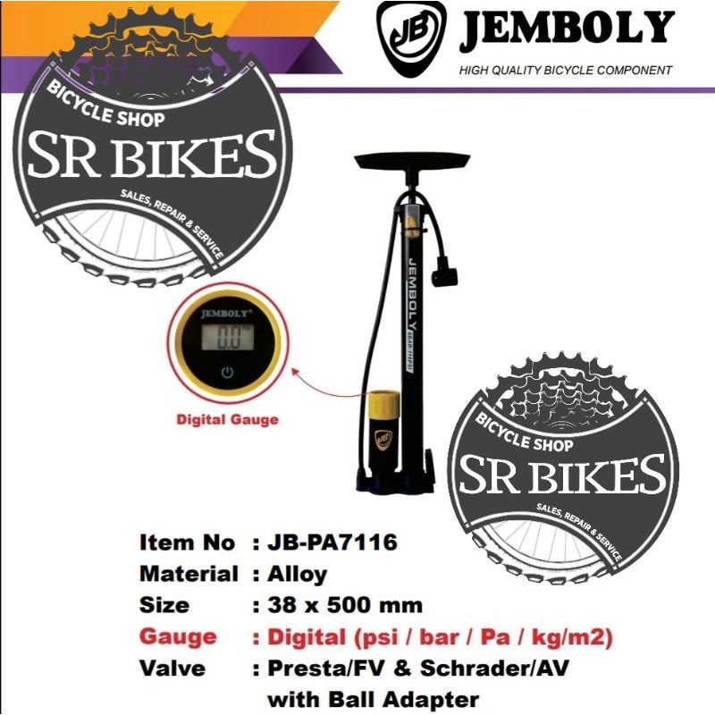 POMPA LANTAI / POMPA ANGIN / POMPA BAN / POMPA SEPEDA FIXIE / POMPA MOTOR SEPEDA MERK JEMBOLY