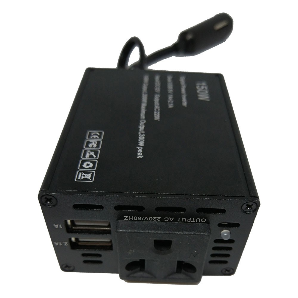 Mini Car Power Inverter 150W DC 12V Power Converter With 2 USB Ports VRtec