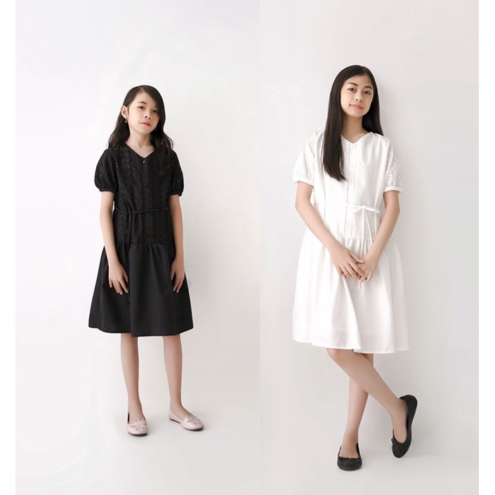 MILVA KIDS -- Lucia dress/ dress anak putih / dress anak hitam/ dress remaja /dress putih /dress hit
