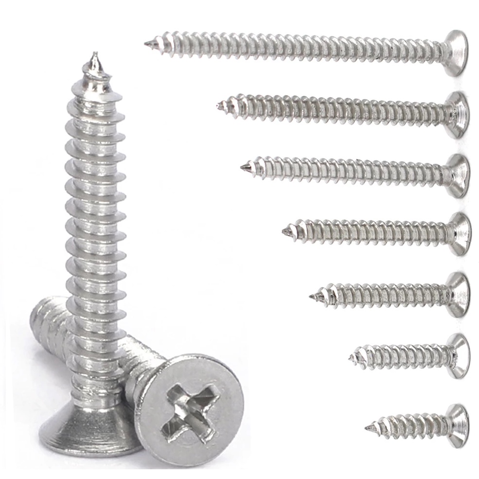 Skrup Flat Head Kepala Datar Untuk Kayu Ukuran 8 6 x 1 1/2 5/8 3/4 Inch Sekrup Baut