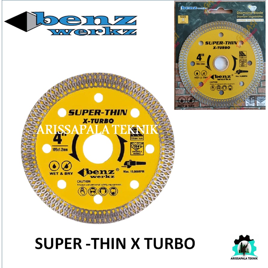 BENZ Mata Gerinda Potong Keramik Granit Diamond Blade X TURBO Super Thin Kering dan Basah