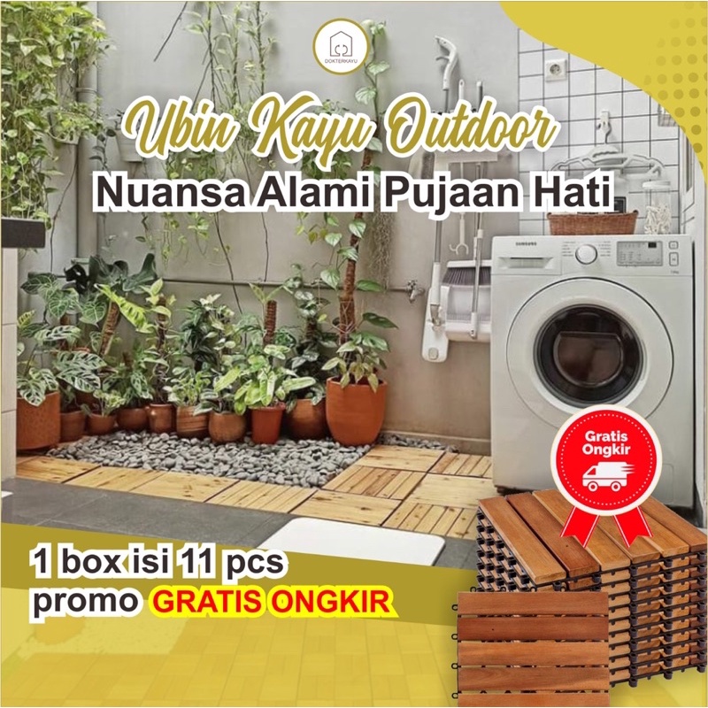 Lantai kayu ubin parkit decking garden tile hiasan taman outdoor perlengkapan hiasan dekorasi rumah