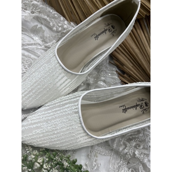 sepatu pesta wanita putih kalisa mewah cantik 7cm lancip