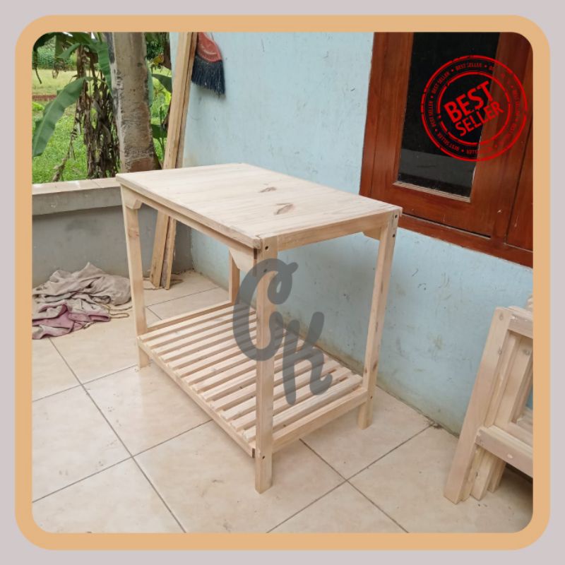 MEJA KOMPOR KAYU KOMPOR 2 TUNGKU MEJA DISPENSER MEJA MAGICOM MEJA DAPUR MEJA SERBAGUNA KANO WOODEN S