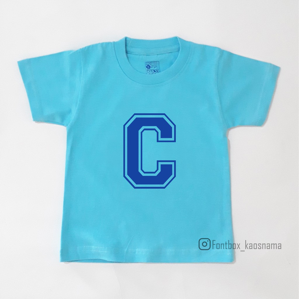 Kaos anak huruf C - Kaos anak inisial nama - Baju anak cetak huruf