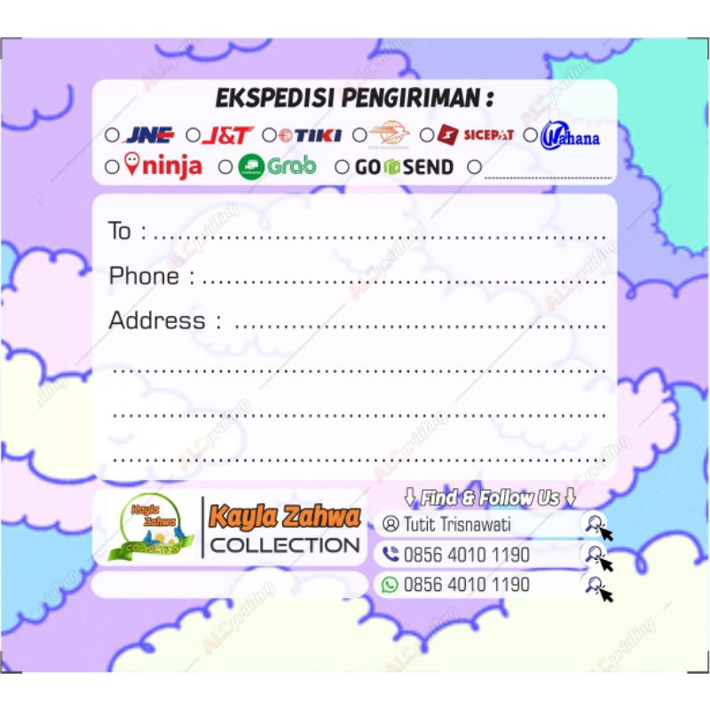 

label pengiriman anti luntur