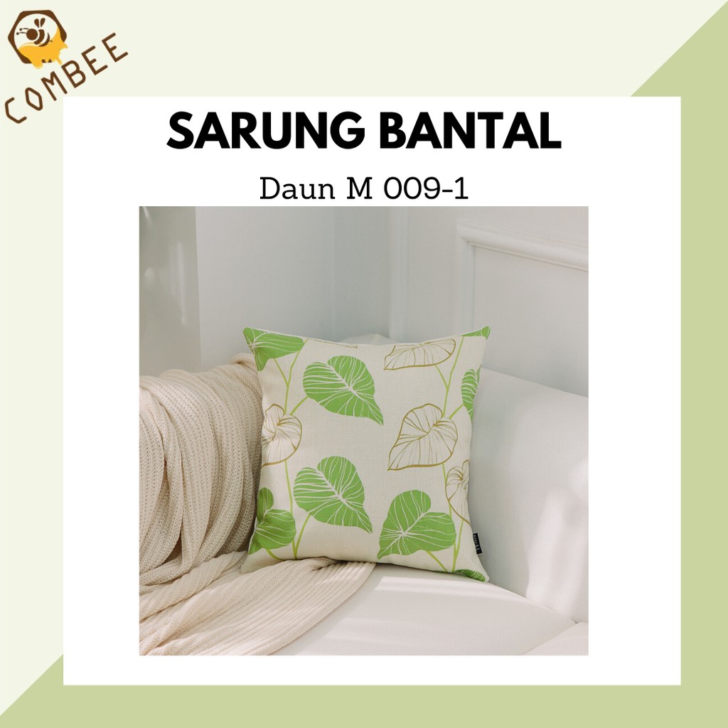 Pillow Case / Sarung Bantal / Sarung Tutup Bantal Sofa Kain Cotton Linen Daun M009