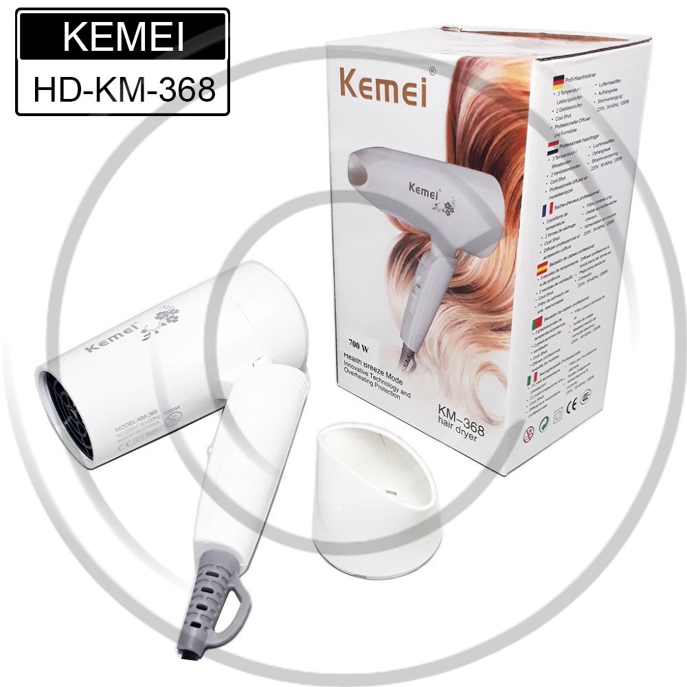 KEMEI / KM-368 / Hair Dryer Mini Foldable Hairdryer Travel / Hairdryer Lipat Mini / Pengering Rambut - CO