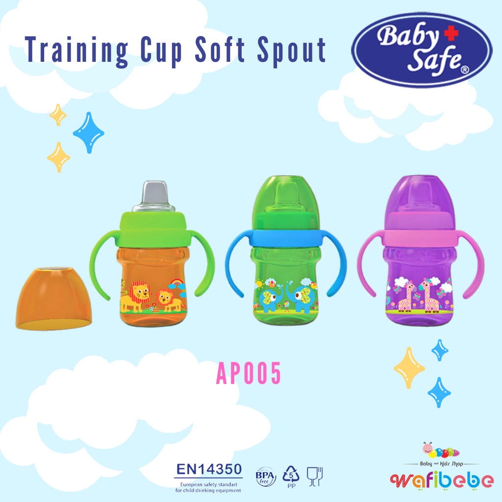 Baby Safe Training Cup Soft Spout Botol Minum Anak Bayi Dengan Cucupan Silicone Lunak Babysafe