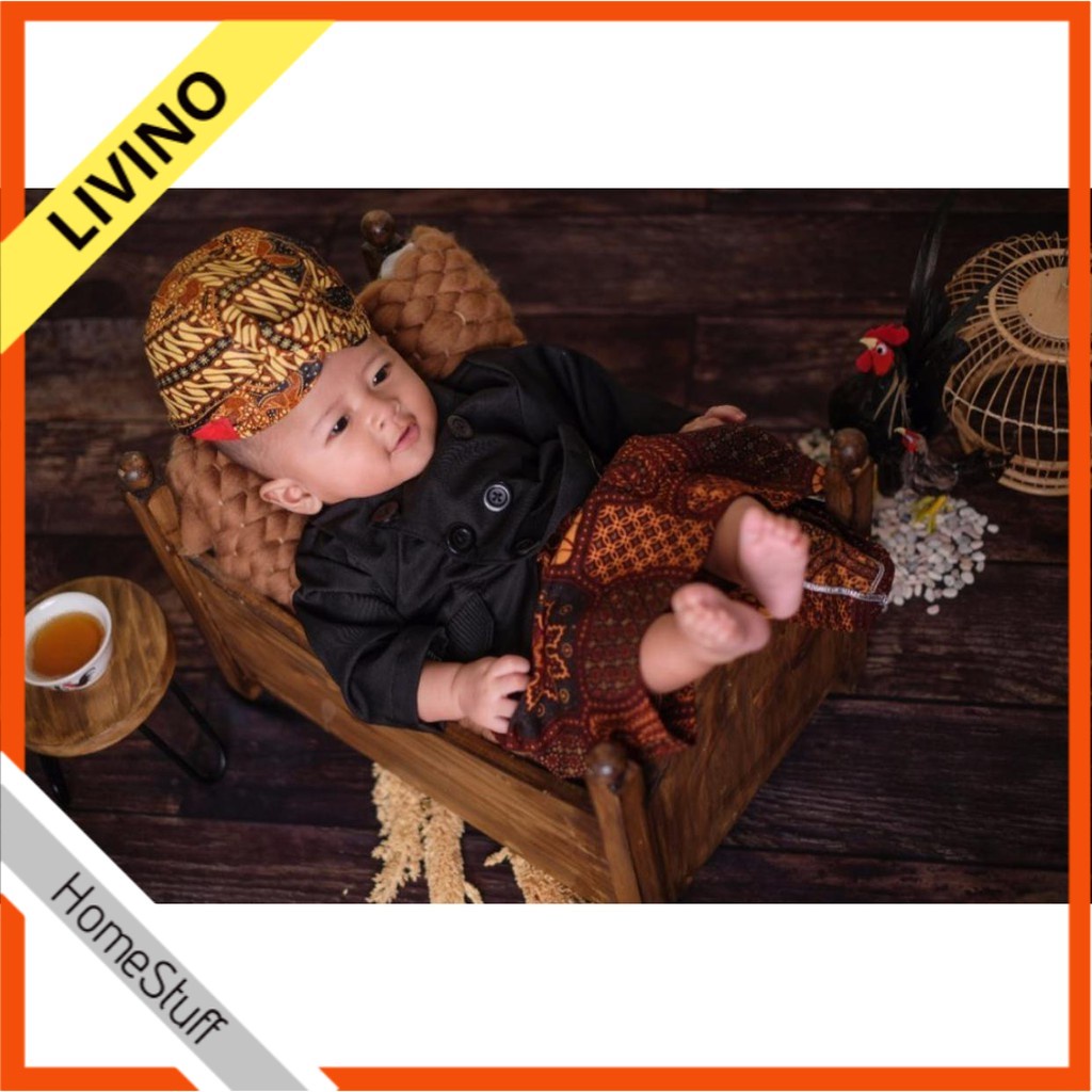 Adat Baju BESKAP Jawa Bayi Anak Baru Newborn Laki Lahir Cowok Laki Remaja Pria SD SMP Jawa Setelan B
