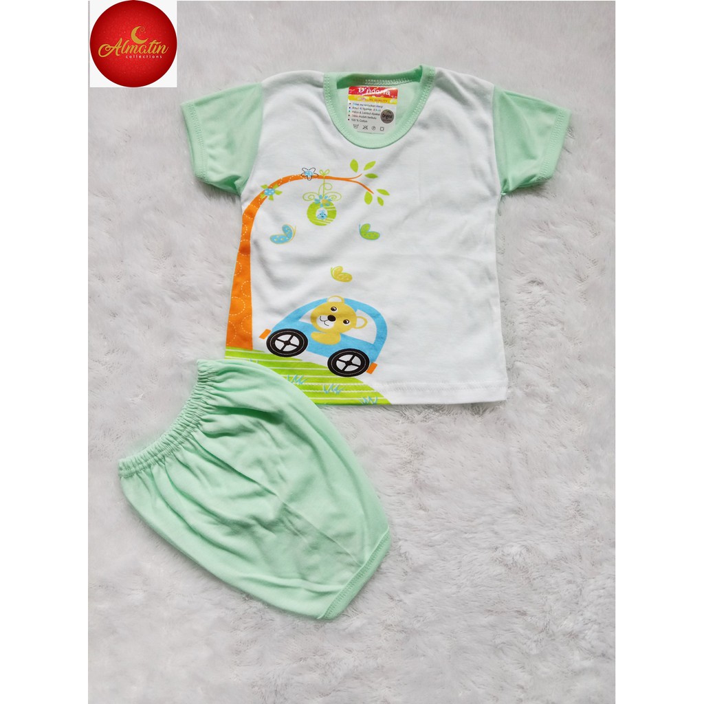 Setelan Baju Bayi Pendek D'noorfa Berkualitas Usia 0-12 Bln/Harga Untuk 3 Stel Baju+Celana