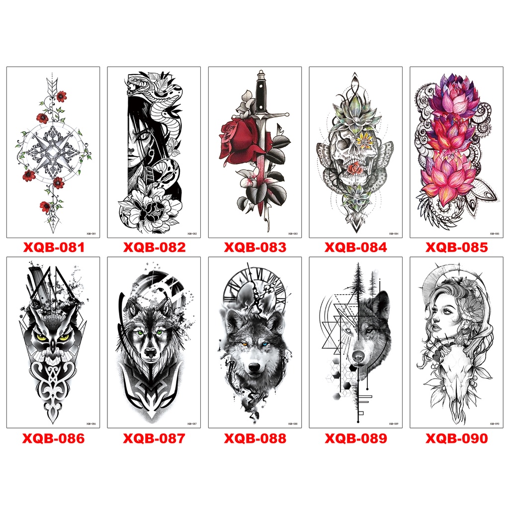 tato temporer XQB-081 - XQB-120 setengah lengan ukuran 21x11.4CM  tatoo  tattoo half arm tatto temporary