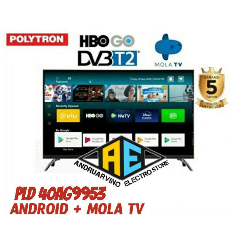 Polytron LED Smart Android TV 40 Inch Digital Frameless PLD 40AG9953NT