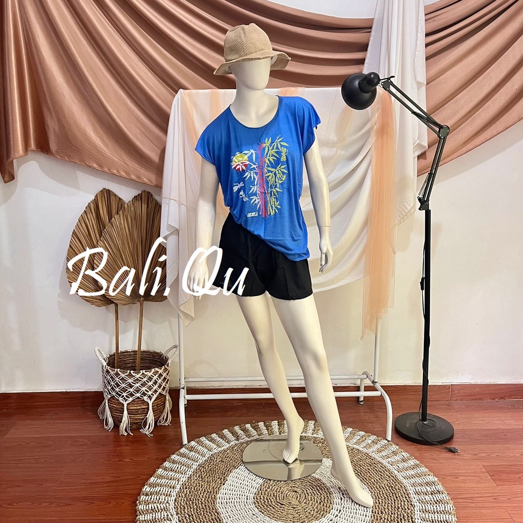 Baju Atasan Kaos Bambu Bali XL Kain Halus-BIRU TUA