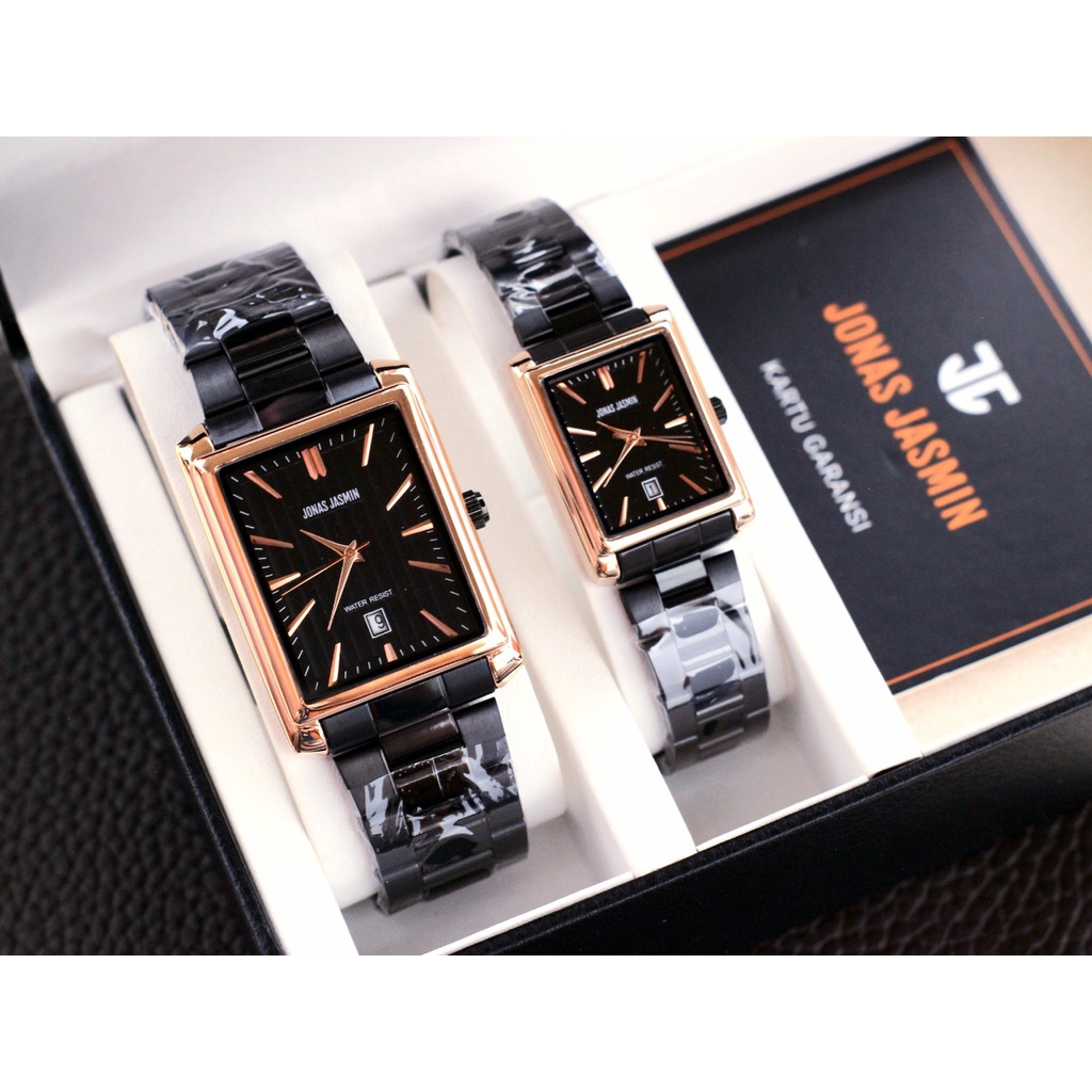 Jam Tangan Fashion Couple W31508K Tali Rantai Tanggal Aktif Free Box &amp; Baterai