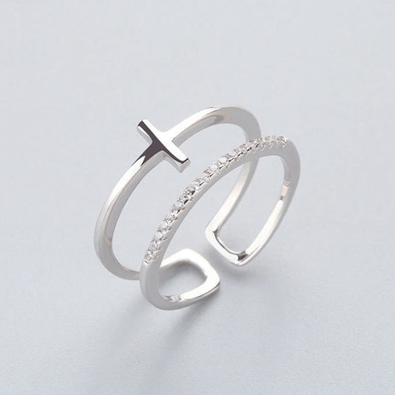 Cincin Sterling Silver 925 Model Double Cross Adjustable Untuk Wanita