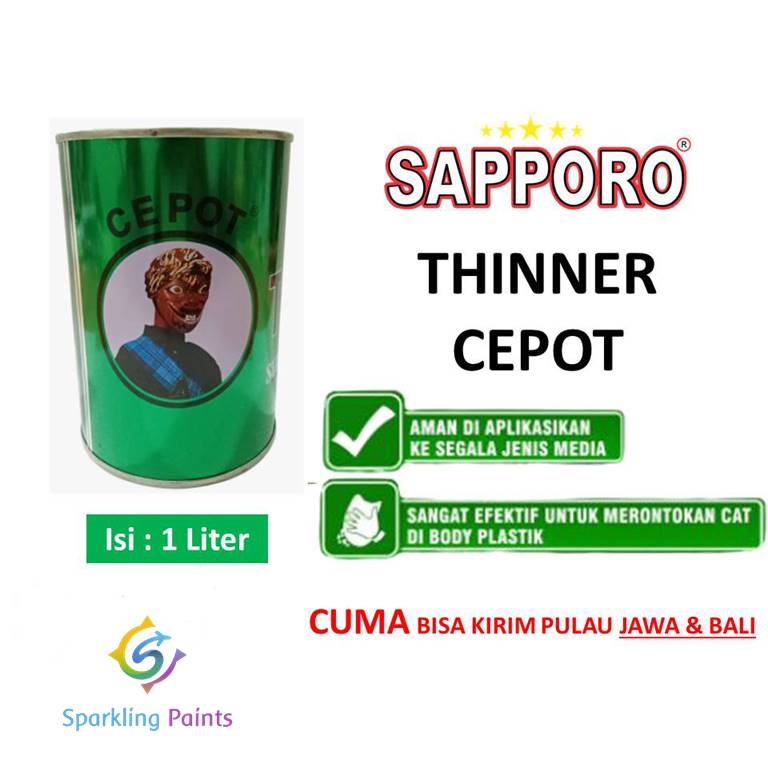 Sapporo Thinner Cepot Super HG Hijau / Perontok Cat 1 Liter / Pengencer Cat 1000ml