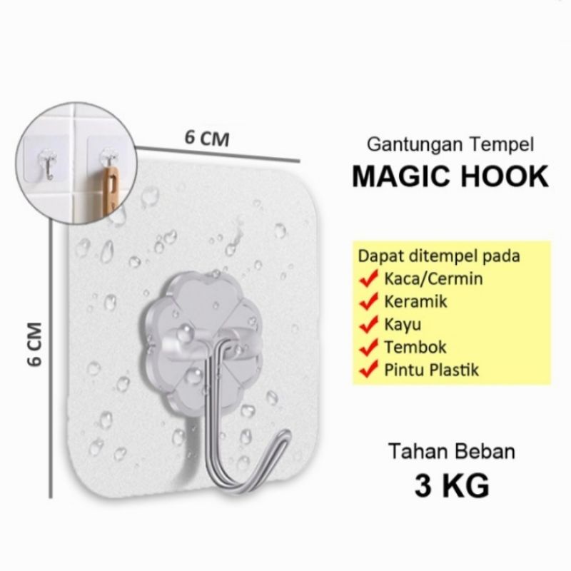 Gantungan Tempel Dinding Magic Hook Kuat Transparant Powerfull Hook