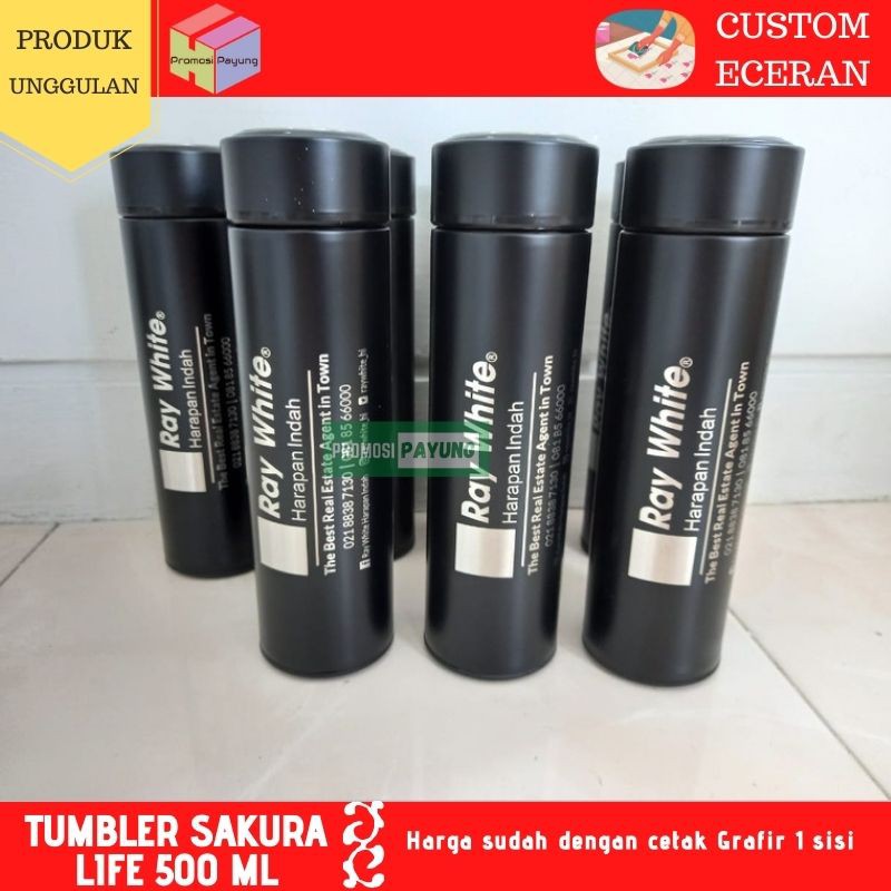 TUMBLER CUSTOM ECERAN GROSIR tumbler sakura Life 500ml + cetak Nama Logo suka suka Laser Grafir Souvenir Promosi