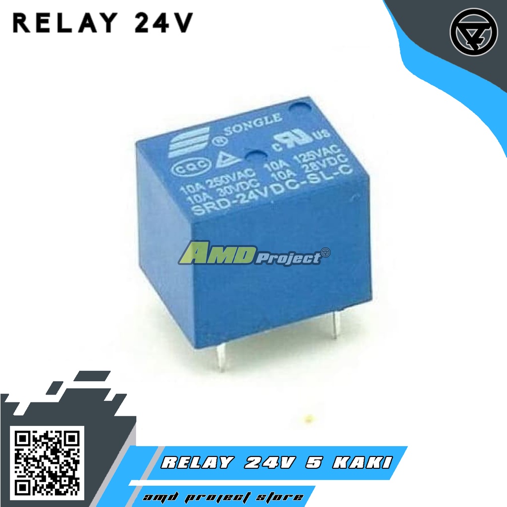 Relay Songle 24V 10A DC SRD SL-C Relay 24 Volt Original 5 Kaki
